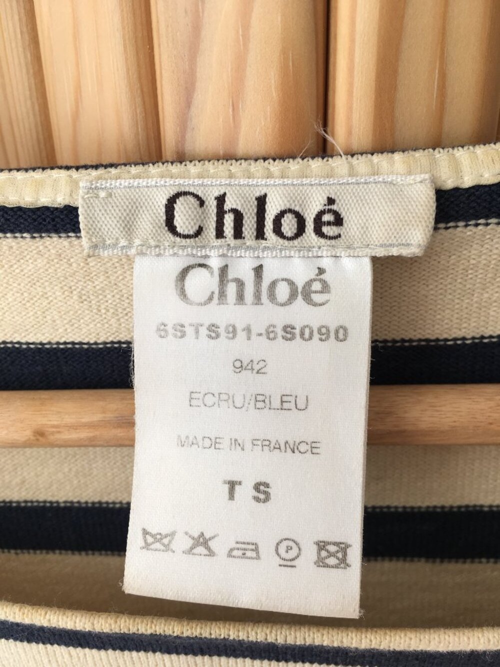 Chloe rare striped bateau neck 3/4 sleeve top - Picture 2 of 5